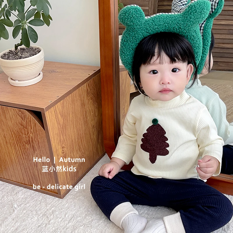 K24Q23儿童女宝婴幼儿春秋长袖百搭圆领韩版洋气外穿套头上衣