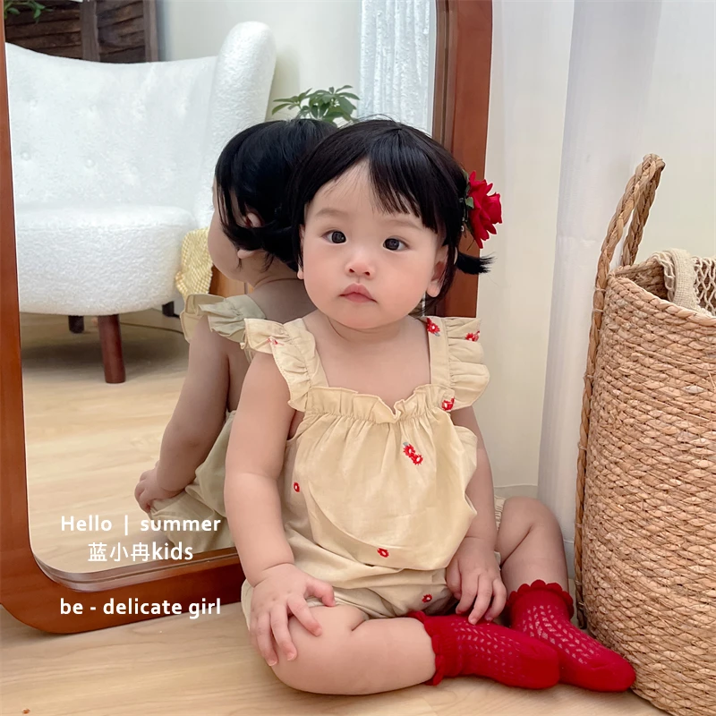 KX28夏薄款连体衣女宝宝无袖背心哈衣婴幼儿夏季吊带爬服