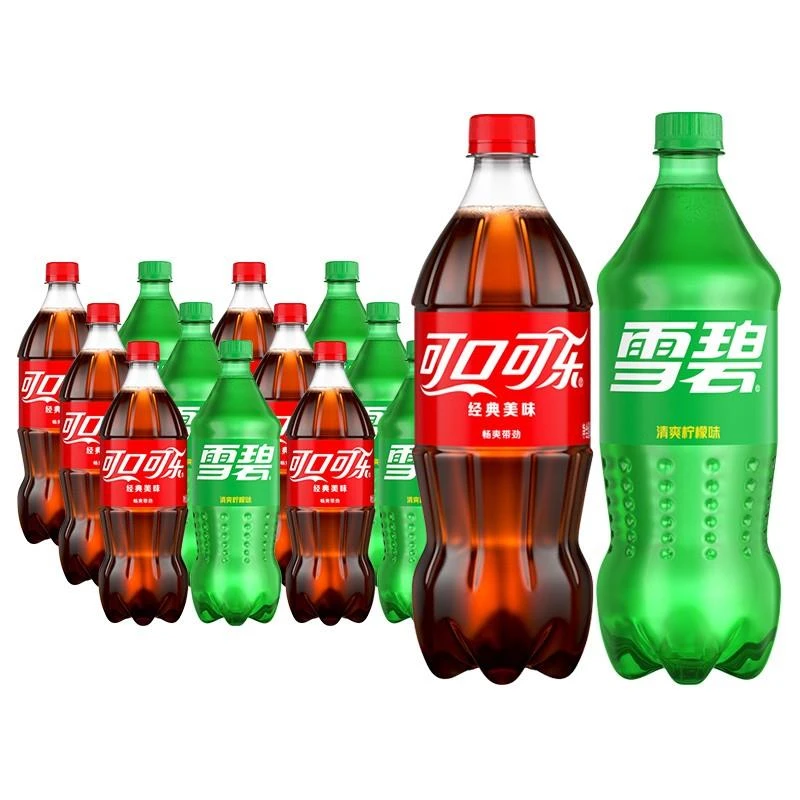 可口可乐雪碧无糖零度碳酸饮料汽水888ml*2瓶家庭分享装汽水整箱