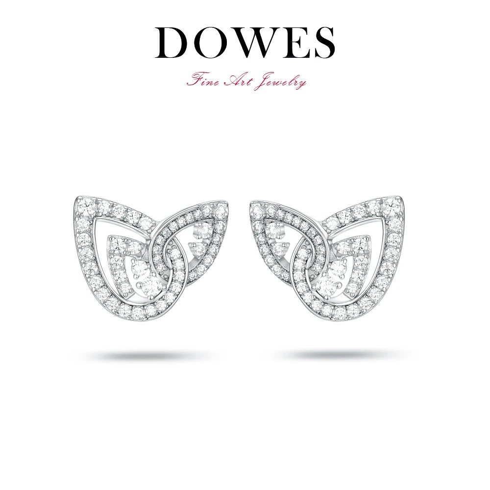 DOWES 925银合成锆石耳饰 白色轻奢百搭精致蝴蝶耳饰