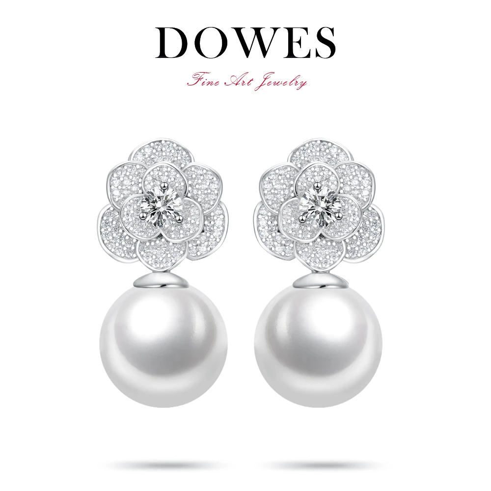 DOWES 925银仿珍珠耳饰 【珍爱玫瑰】百搭小众轻奢耳坠手工耳钉设计