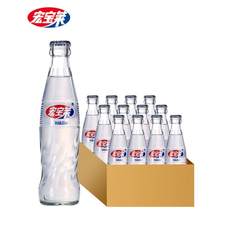 宏宝莱荔枝味汽水碳酸饮料荔枝汽水玻璃瓶荔枝口味200ml玻璃瓶