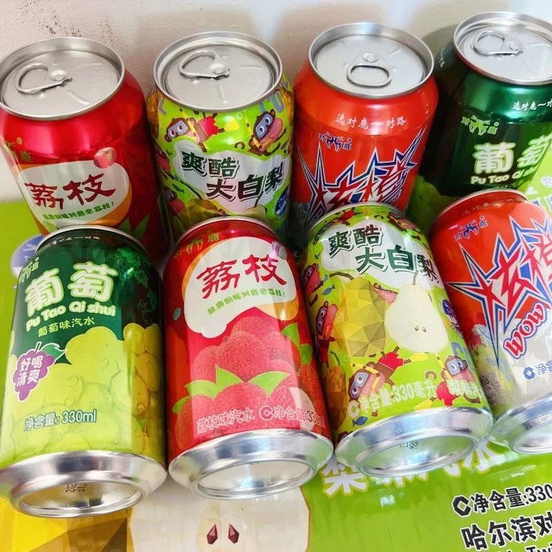 对鹿汽水大白梨荔枝葡萄易拉罐听装怀旧饮料东北果味饮料330ml