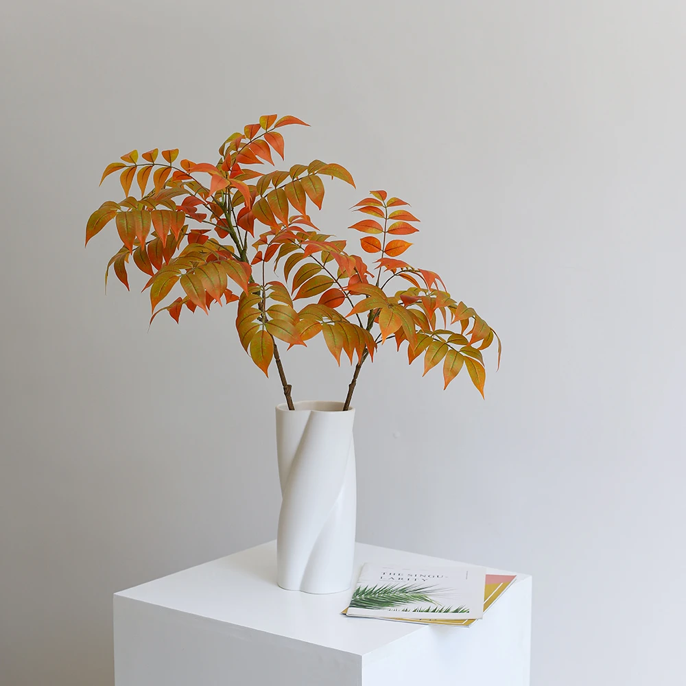 新款秋色仿真绿植漆木南天竹大型植物客厅室内假植物造景装饰摆设