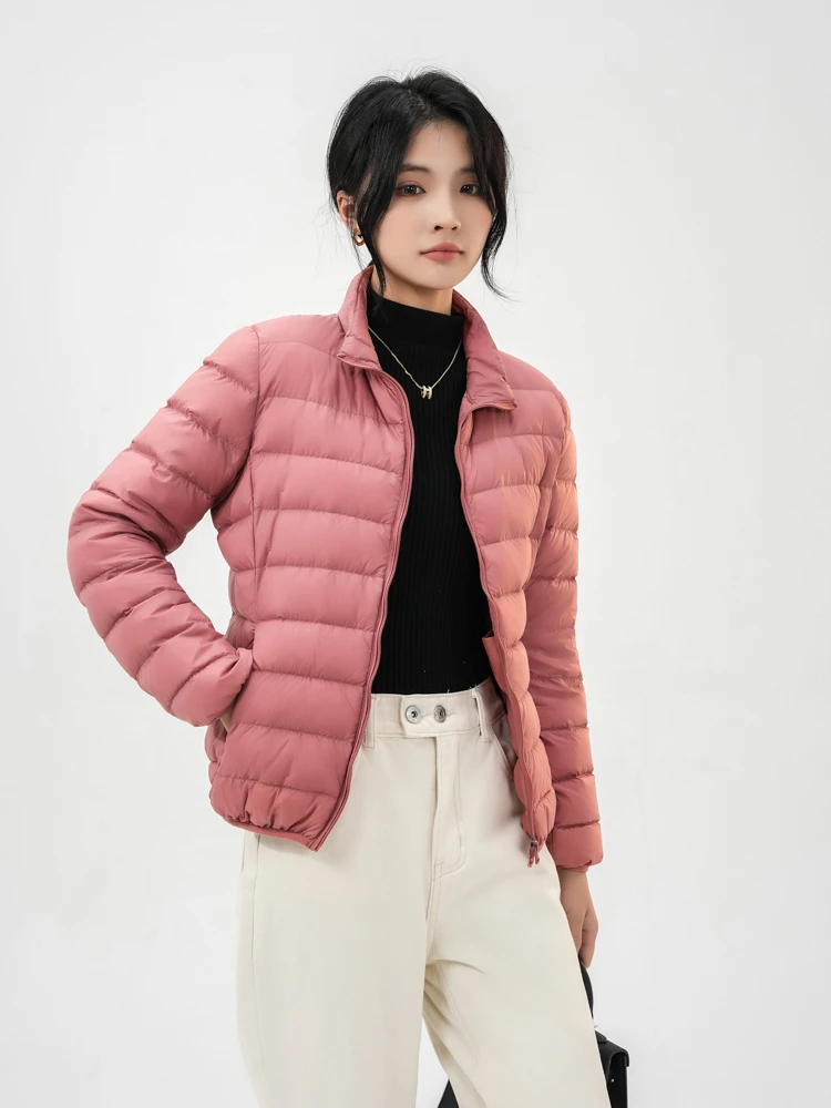 2024轻薄款连帽立领白鸭绒羽绒服短款