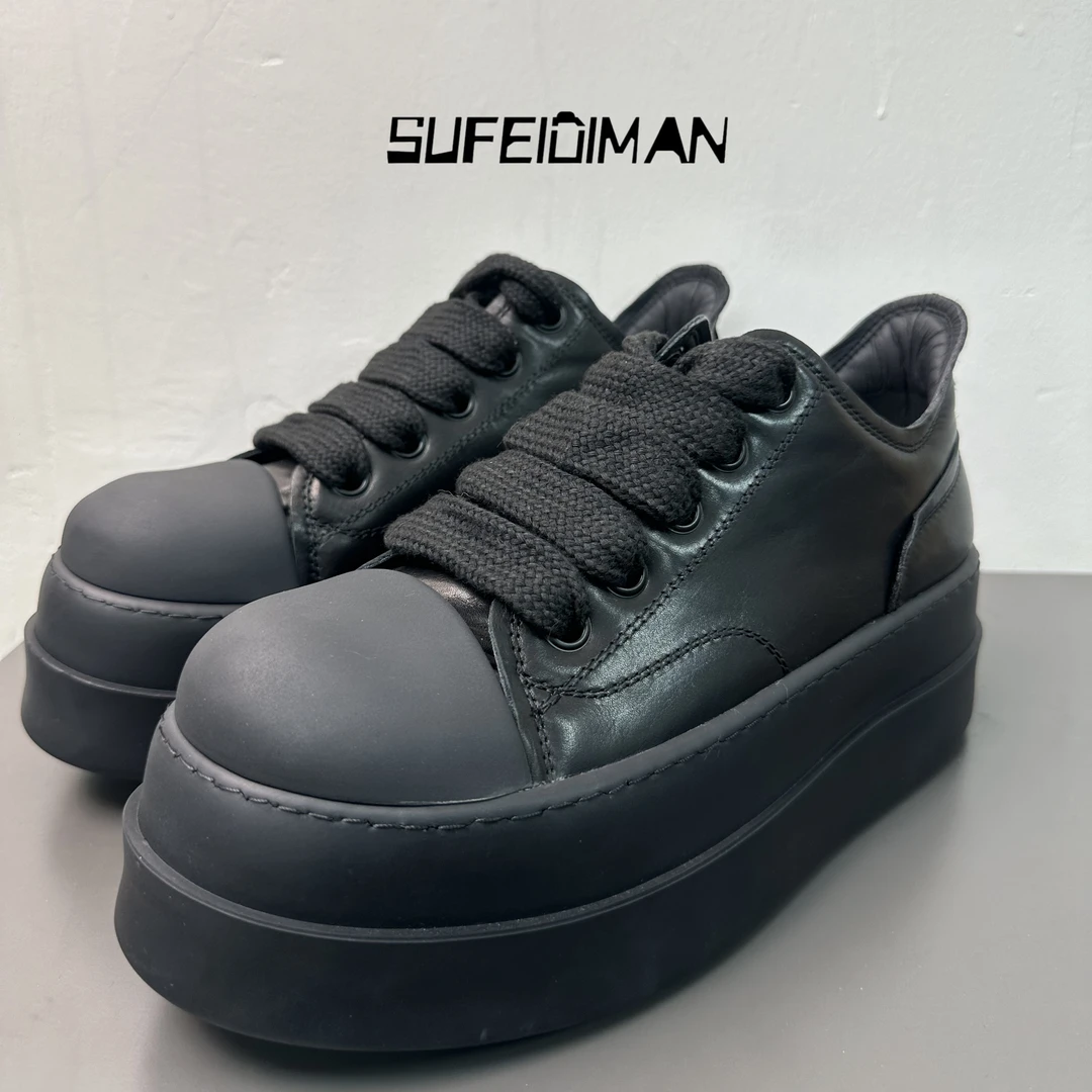 素菲迪缦2024秋季新款厚底休闲经典透气潮流皮鞋男鞋系带百搭ins