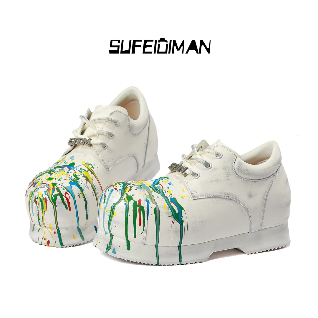 素菲迪缦时尚厚底设计师款百搭经典冬季擦色淋色保暖增高圆头男鞋