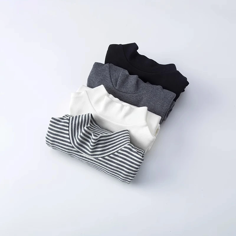 童装儿童半高领打底衫男女童纯色棉中领秋衣上衣冬季保暖t恤长袖