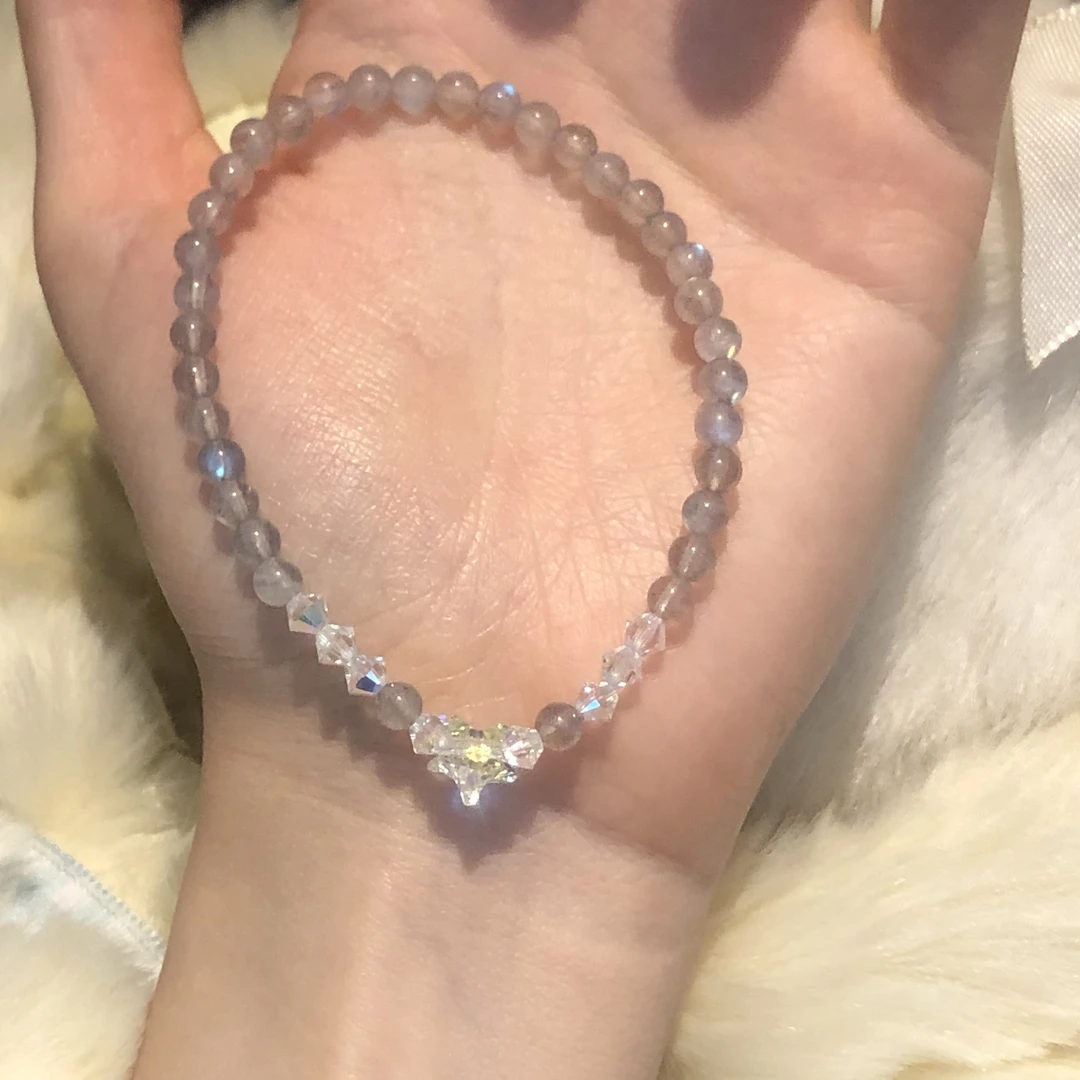 SG1108-［灰月星单圈］灰月光施华洛爱心单圈手串