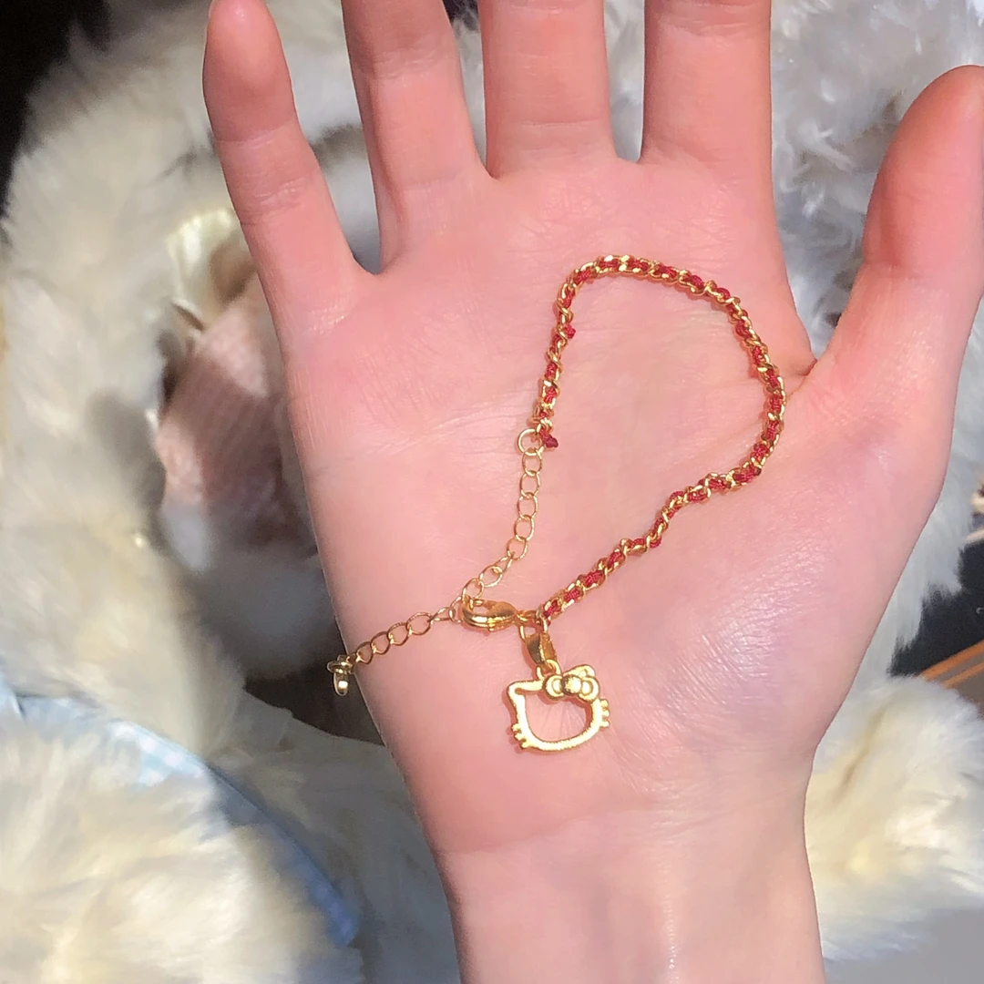 铜合金布艺手链 SG1407-［相框kitty小红绳］合金卡通可爱编织手链