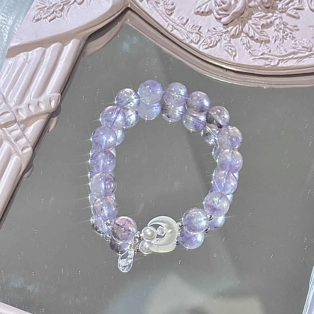 SG1429-［月光泪］紫水晶贝母月牙施华洛s925手串多样性发