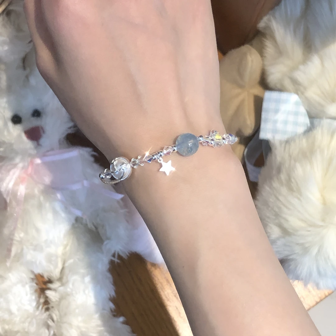 SG933-［蓝色星球］海蓝宝施华洛星星手环