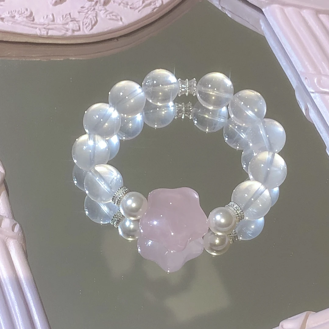 SG1436-［大号公主星］粉水晶施华洛珠珠锆石合金手串