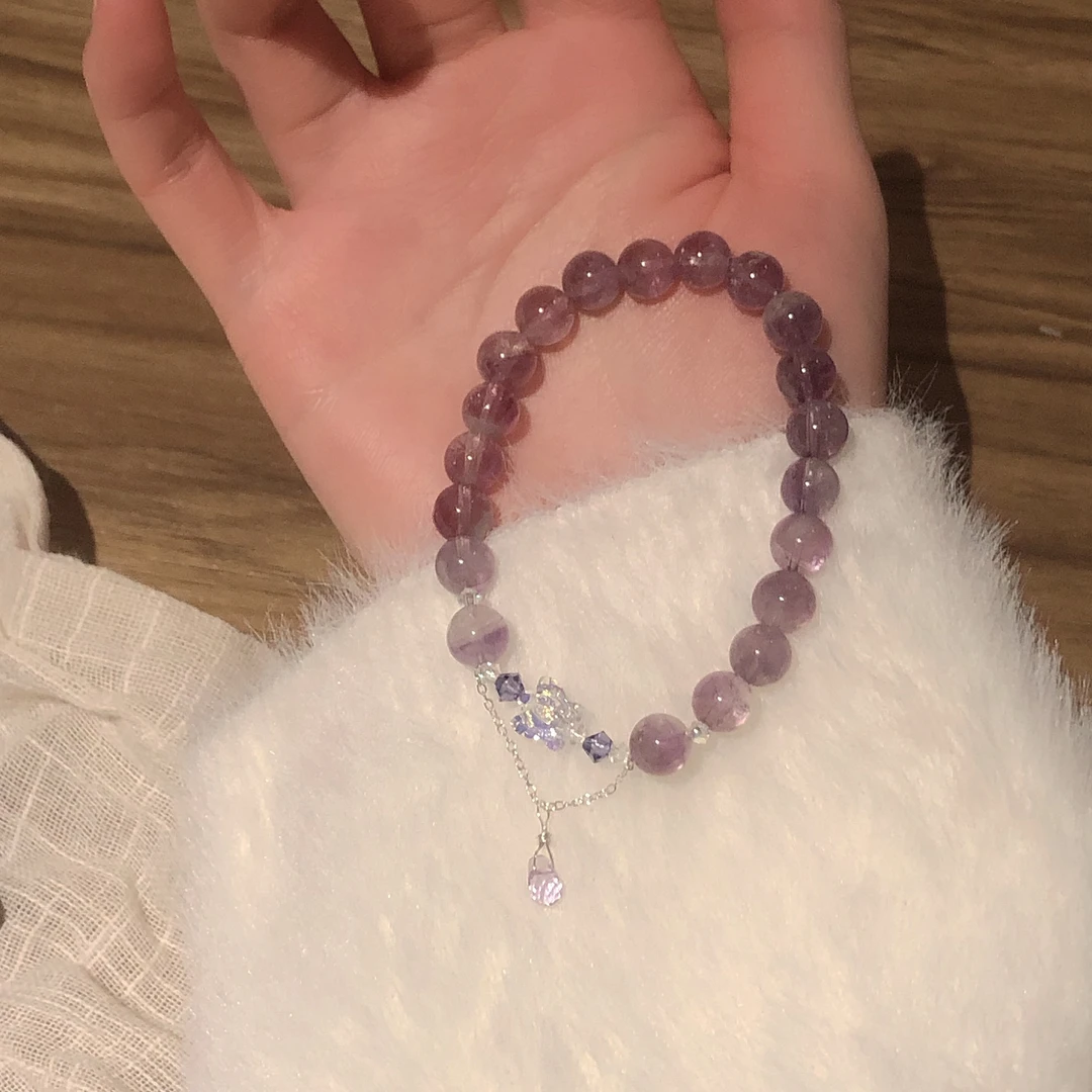 SG1477-［蝴蝶泪落］紫水晶施华洛锆石氛围感优雅气质流苏吊坠手串