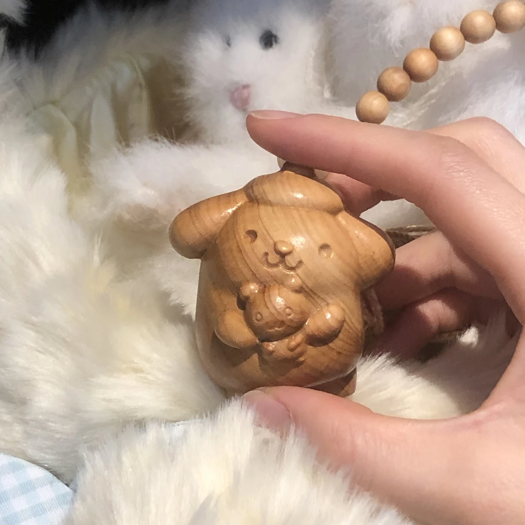 SG1076-［布丁狗大挂件］黄水晶木质雕刻件编绳挂件可爱卡通盘雅丹