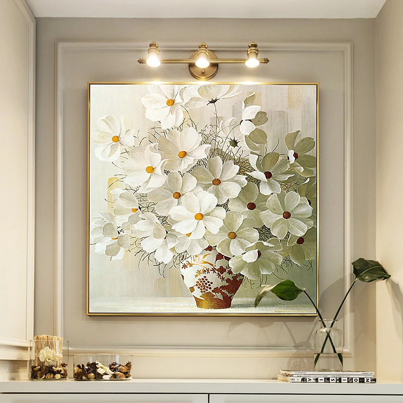 手绘油画玄关装饰画美式高档客厅法式餐厅简美挂画轻奢卧室高级感