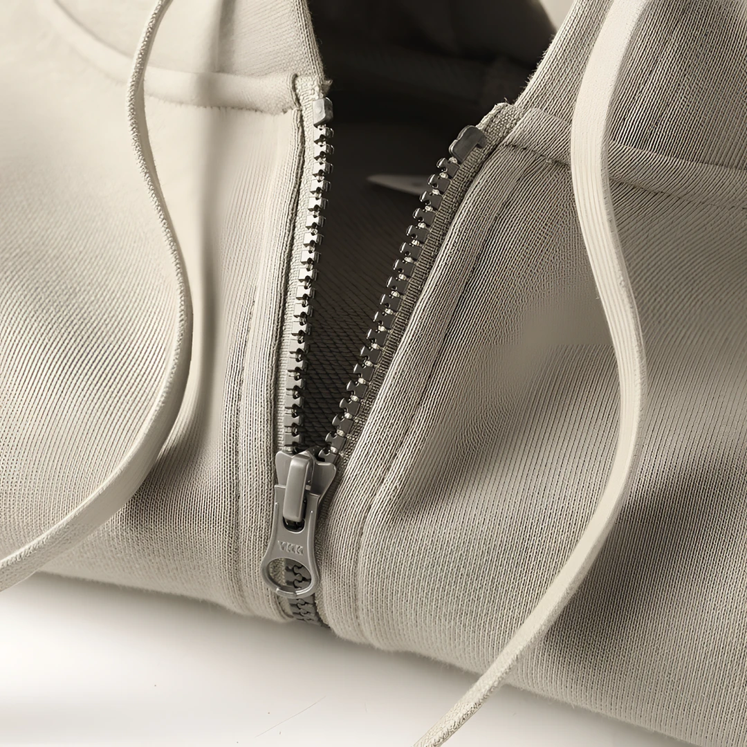 百搭款!烟灰色!330G重磅拉链连帽卫衣男女純棉宽松开衫新款韩版