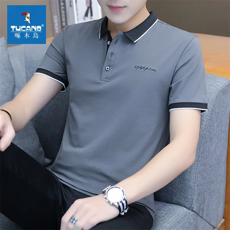 啄木鸟短袖POLO衫男士2024新款夏季翻领休闲半袖T恤男款韩版上衣