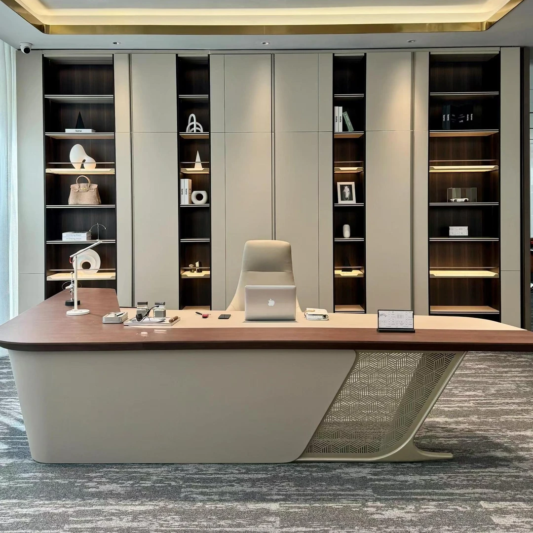 北美黑胡桃木新中式老板办公桌家具公司高端轻奢主管桌定制经理桌