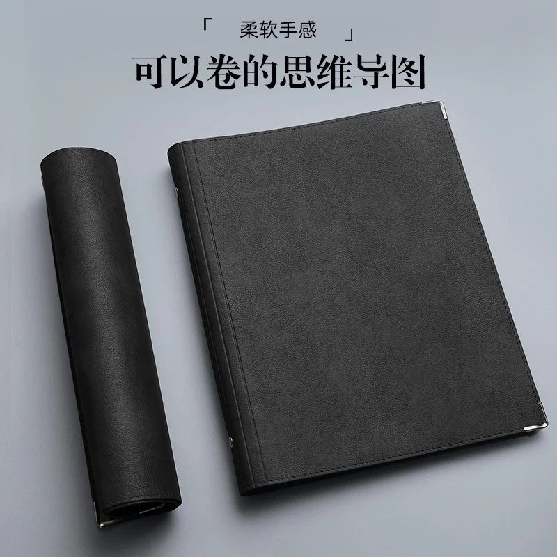 a4思维导图笔记本子可拆卸b5软皮康奈尔网格本空白内芯手绘本横线