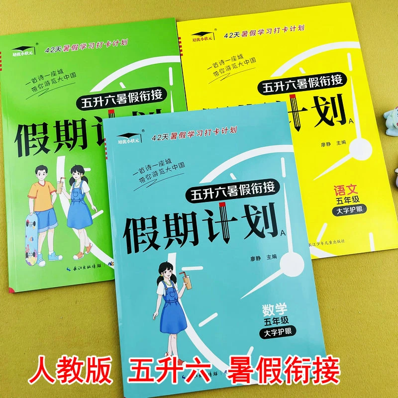 假期计划暑假衔接五年级升六年级语文数学人教版暑假作业42天打卡