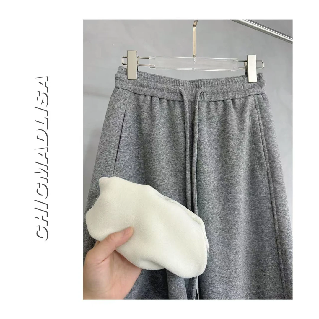 MADLISA【保命裤】加绒加厚保暖直筒显瘦巨垂坠柔软一条过冬休闲裤