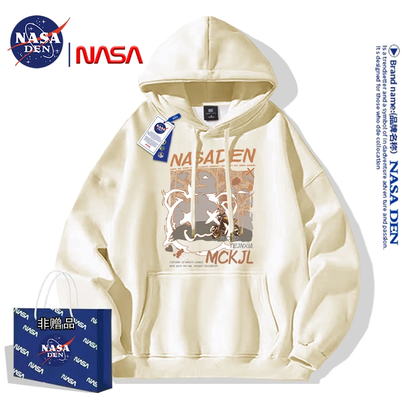 NASA联名美式学院风连帽印花卫衣女秋冬季潮牌情侣宽松长袖上衣潮