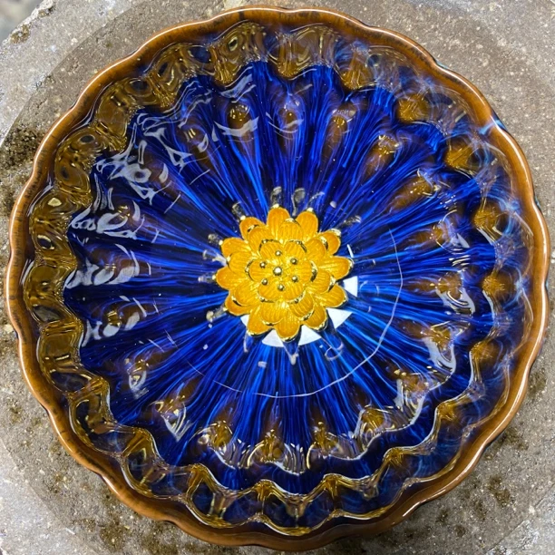 金莲花水波纹 高端茶器 手工茶盏 全手工 茗杯 莲花杯 茶杯 中式