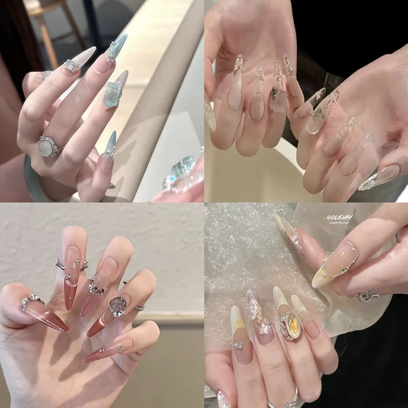 秋冬新款气质纯欲美甲纯手工穿戴甲显白日常百搭可拆卸光疗甲