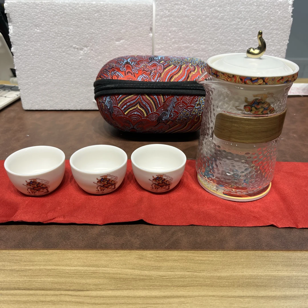A214新款户外旅行茶具套装一壶三杯便携包玻璃快客杯陶瓷功夫茶具
