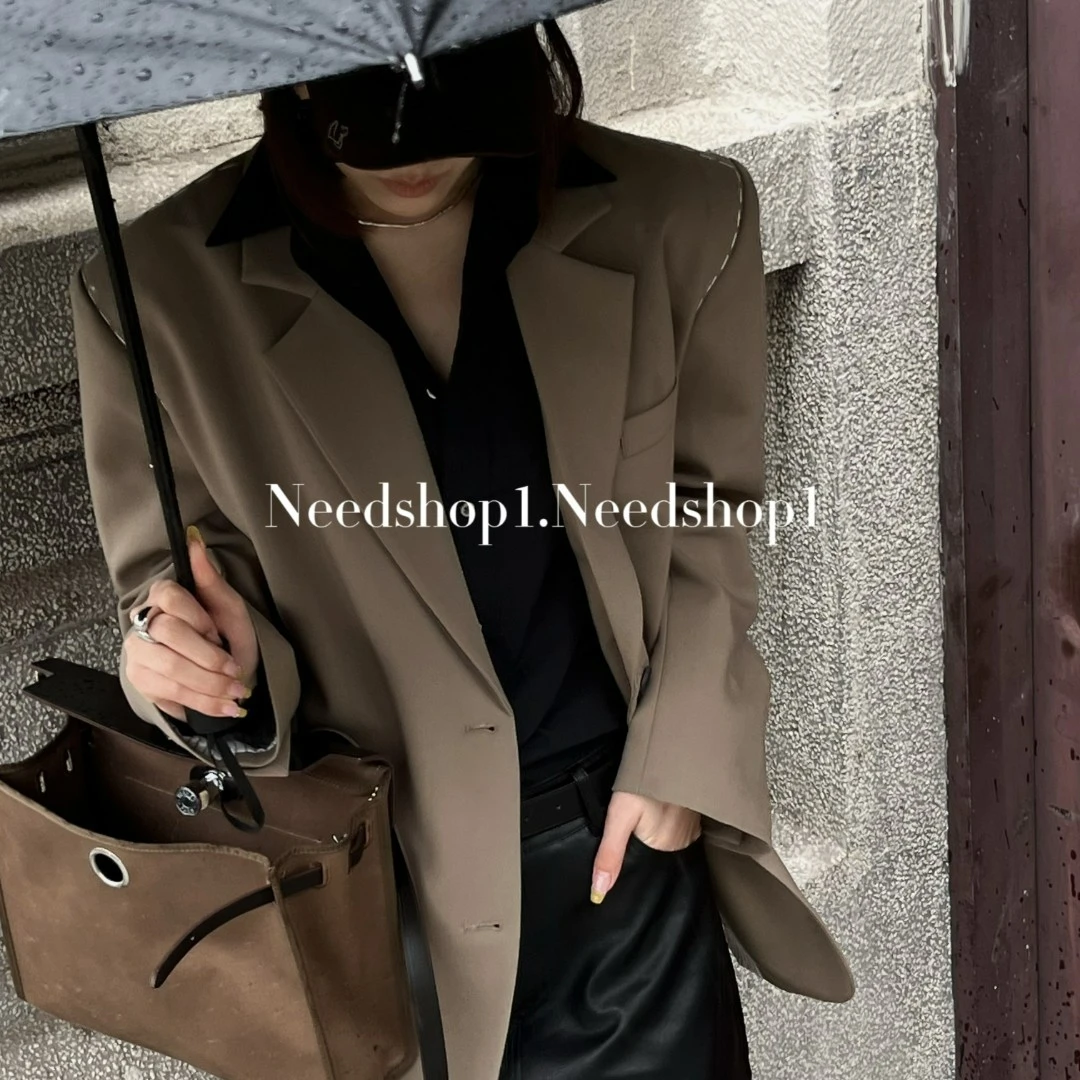 NeedShop1【行走的高级感】卡其色手工缝线复古西服