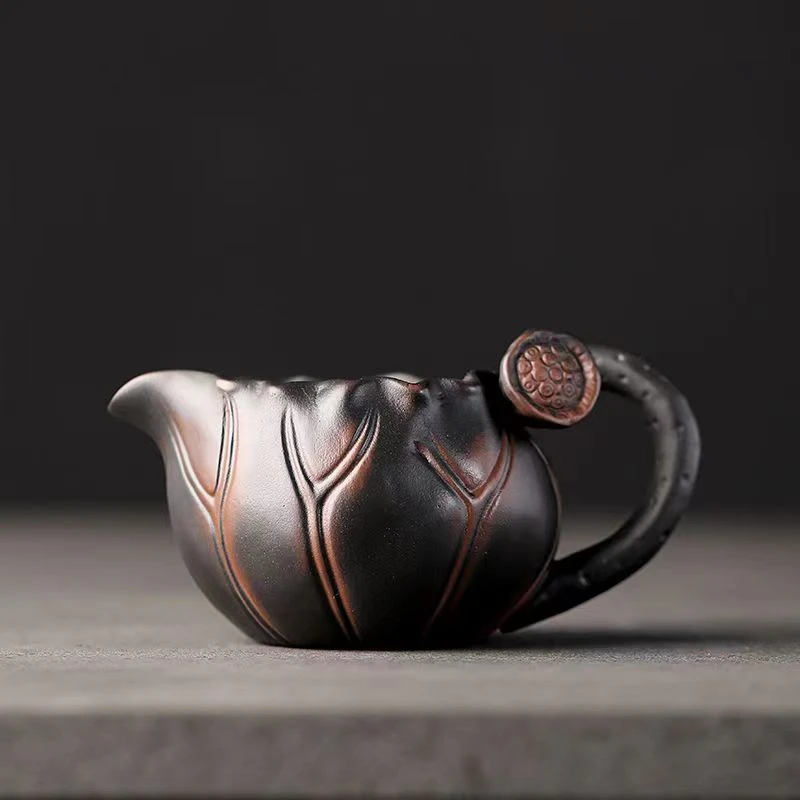 紫陶莲藕公道杯茶海分茶器茶桌上配件云南紫陶泡茶分离器