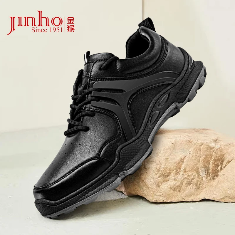 Jinho/金猴户外男士休闲皮鞋时尚登山防滑透气休闲运动鞋Q20143A