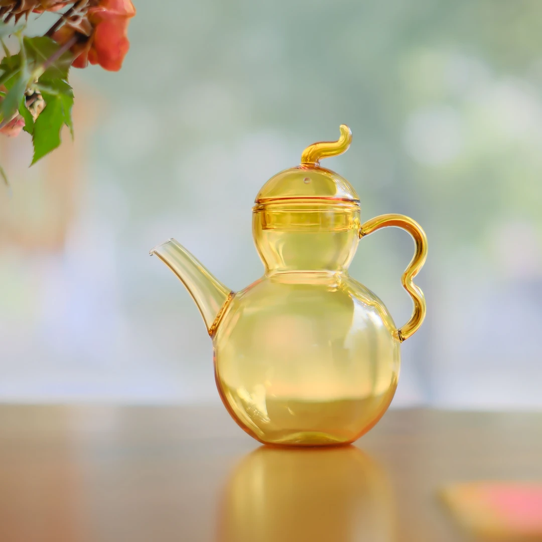 耐高温玻璃手工葫芦泡茶壶高颜值精致小泡壶加热加厚带过滤200ml