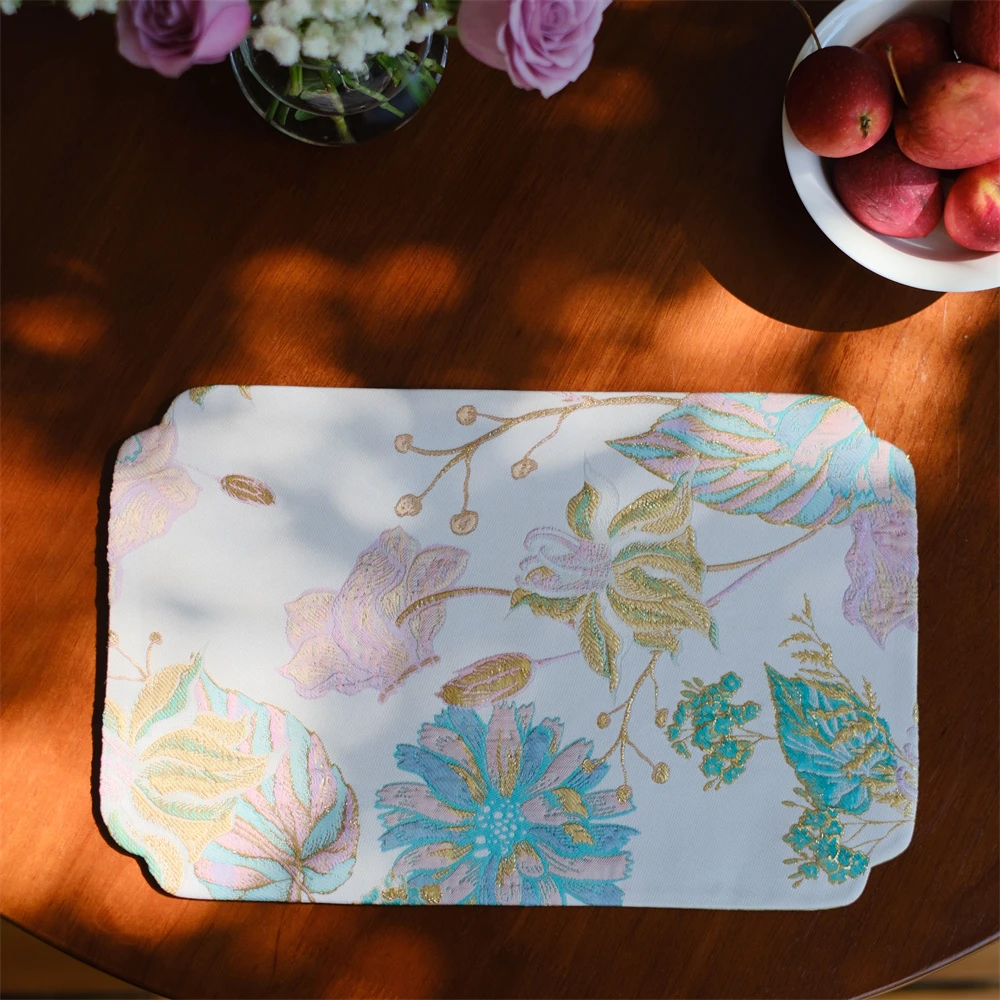 问春风【万枝春融】小号金丝浮雕大花双面不同色茶席古风禅意35*22