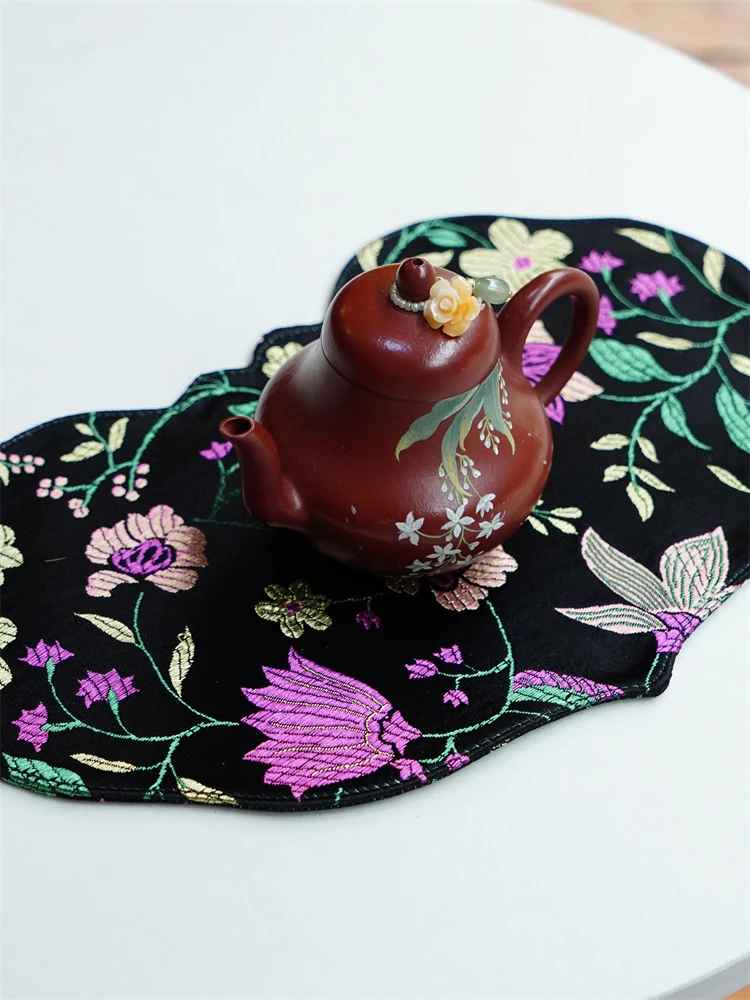 问春风 如意防水双层加厚茶席茶桌布中式田园风茶台垫子茶具26*15