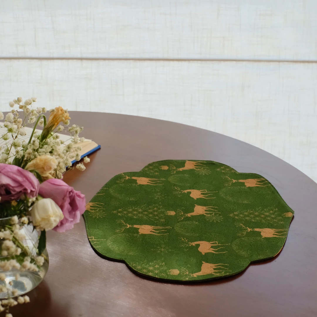 问春风【呦呦鹿鸣】茶席新中式双面香云纱茶垫可爱壶垫国风33*26