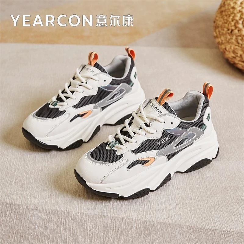 意尔康高档老爹鞋女鞋秋季2025新款爆款百搭厚底运动鞋女式跑步鞋