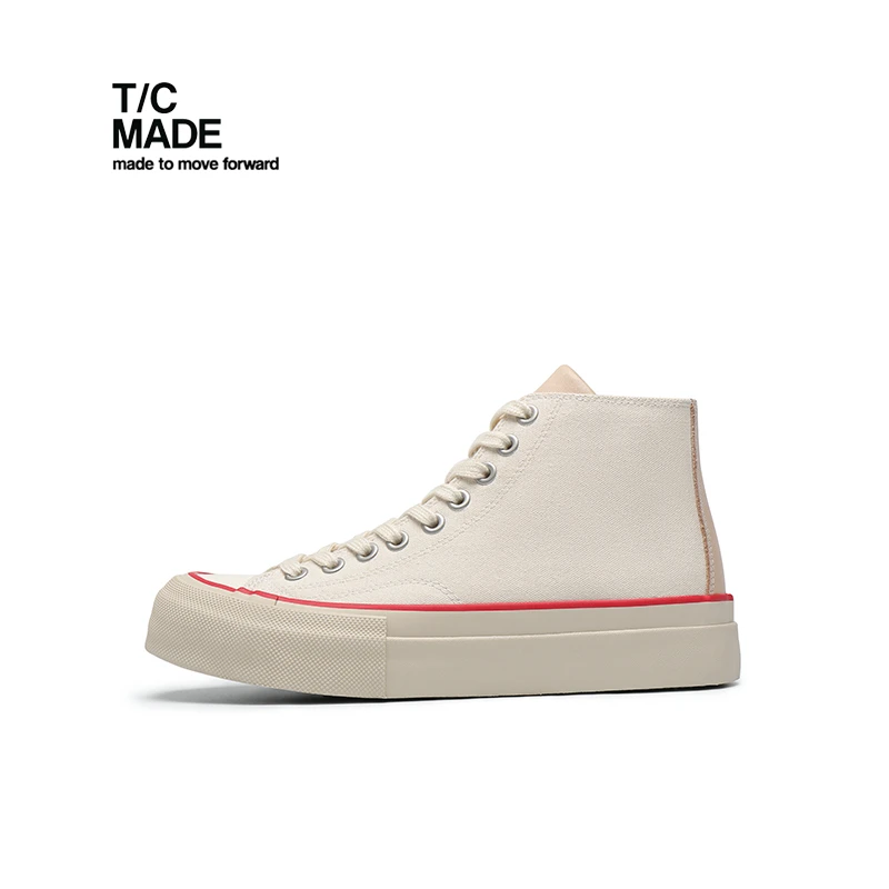 tcmade  003白 A/W 硫化帆布 白色日系厚底鞋 男女同款