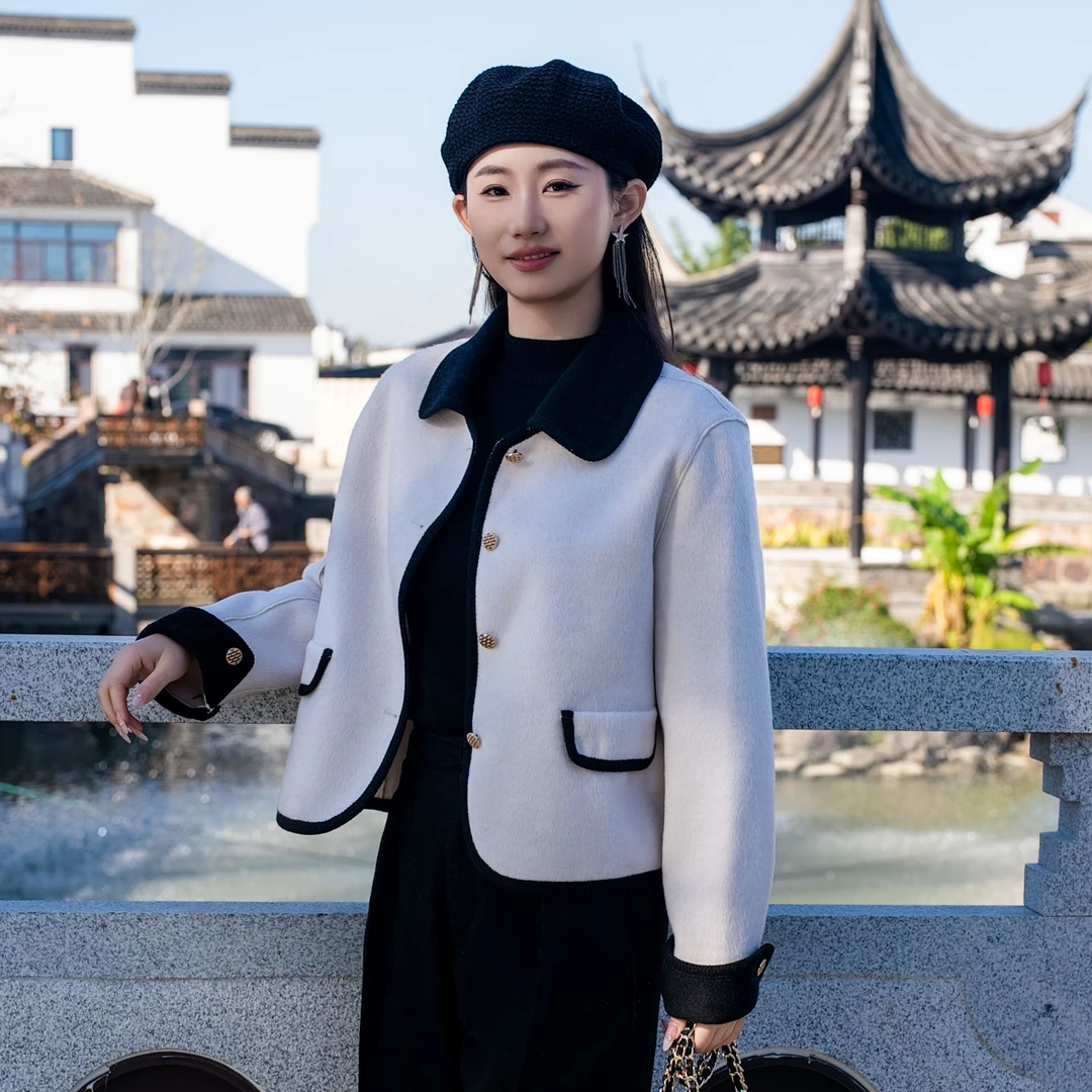 秋冬新款短款羊毛大衣女高端时尚外套小香风显瘦大衣