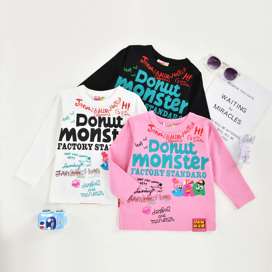 JAM新款儿童圆领t恤长袖上衣日式卡通潮范中小童上衣高品质拔印