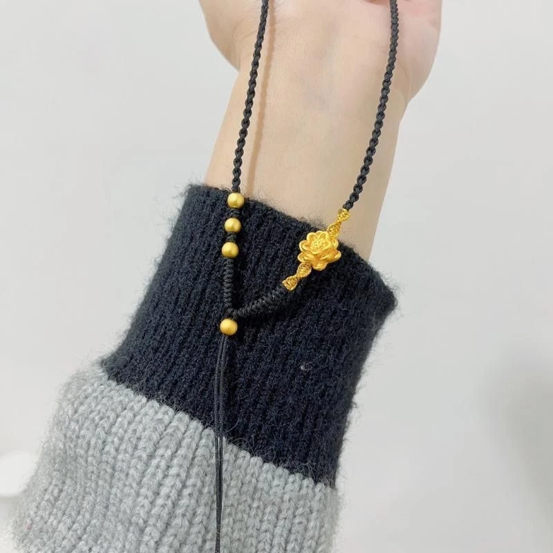 原创新款手工编织项链绳金色坠子莲花diy佛头转运吊坠挂绳可调节