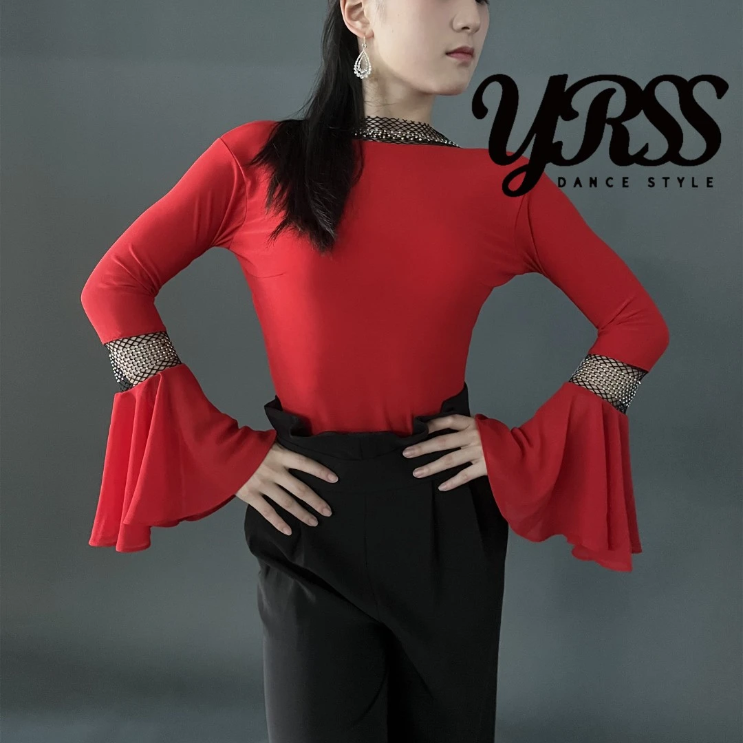 YRSS舞服♥春夏新款赫本风钻石领摩登舞拉丁舞上衣GJ20223