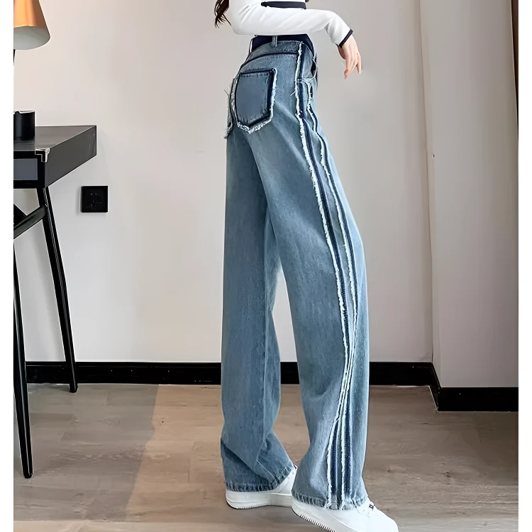 阔腿牛仔裤女秋冬新款高腰时尚气质百搭显瘦休闲垂感直筒拖地裤子