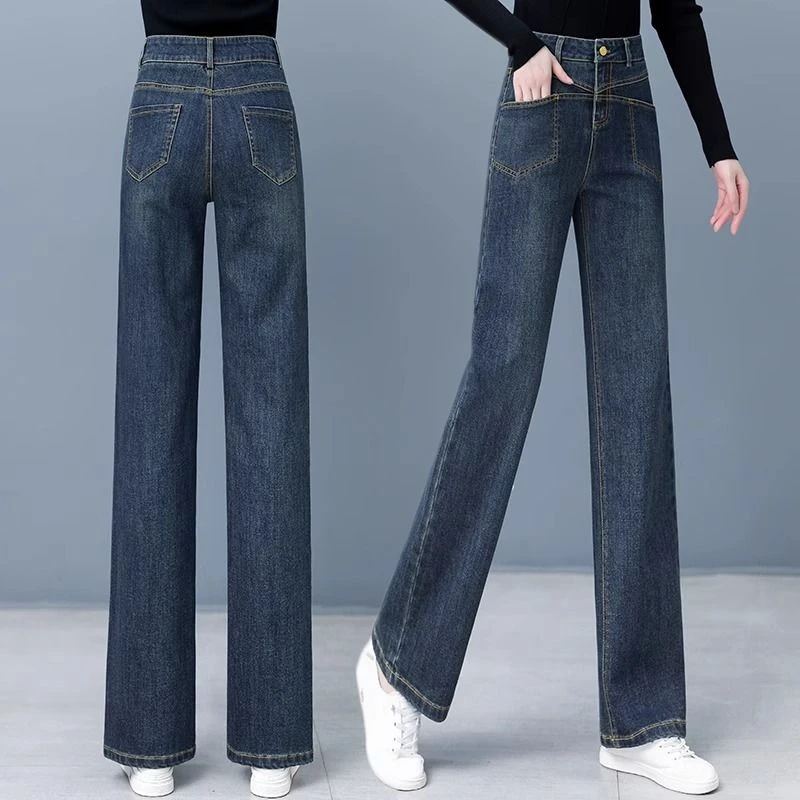 窄版阔腿裤女2025新款秋冬小众高腰复古时尚宽松洋气直筒牛仔长裤