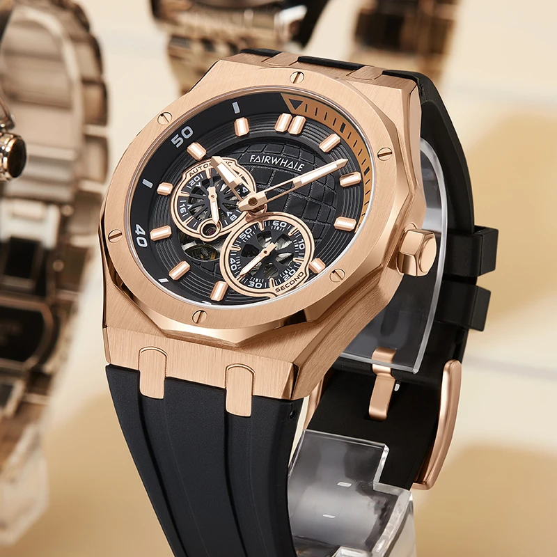 马克华菲2025正品牌新款潮流镂空机械手表男士橡树经典防水6460