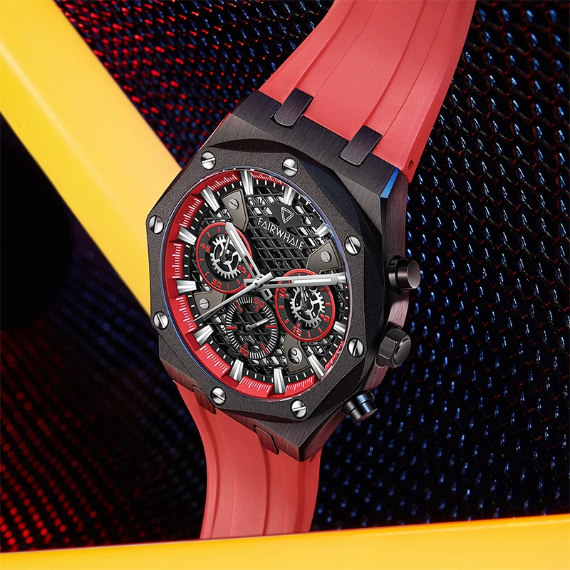 高能感马克华菲手表男士运动防水时尚新款镂空石英腕表5660