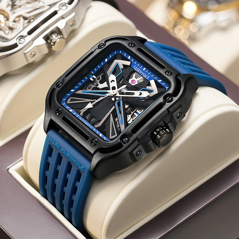 正品新款夜光男士时尚飞轮防水自动镂空机械手表6540