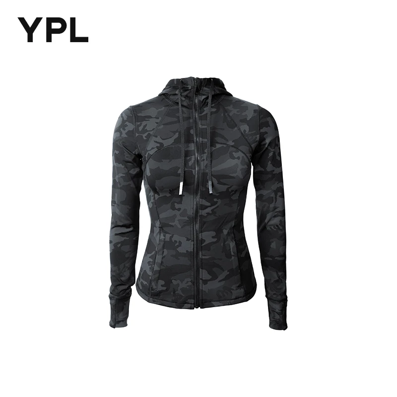 YPL高弹运动修身拉链戴帽开衫紧身跑步瑜伽健身外套