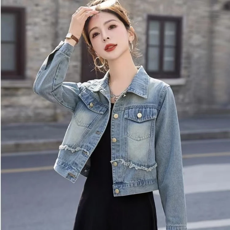 春秋短款牛仔衣外套2025新款潮牌大板型高档复古蓝小个子韩版上衣